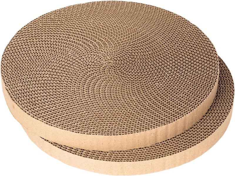 THAMIAO Round Cat Scratcher Refill - 10 Inch Diameter, 7/8 Inch Thickness - Cardboard Cat Scratcher Scratching Board Replacement Pads (2pcs) for Indoor Cats - Image 1